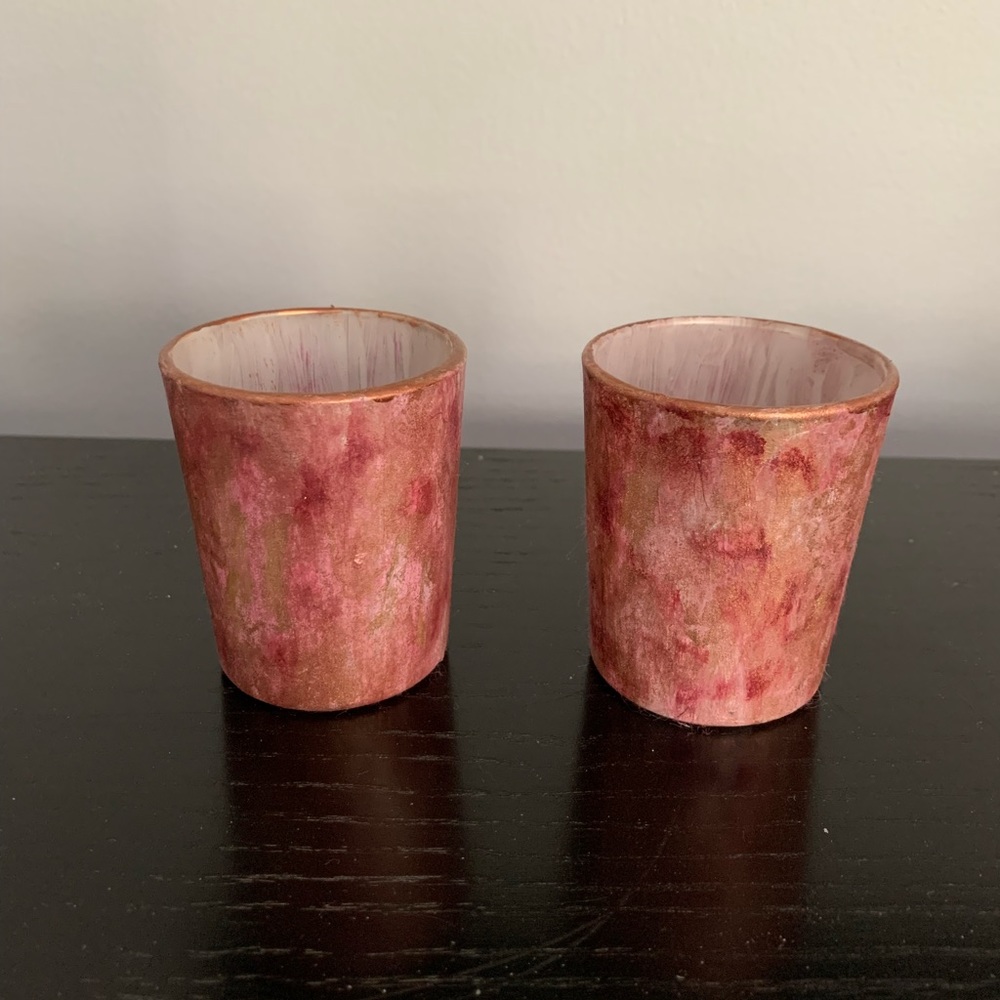 Hand Painted Votive Candle Holder Set - Picture 2 of 8